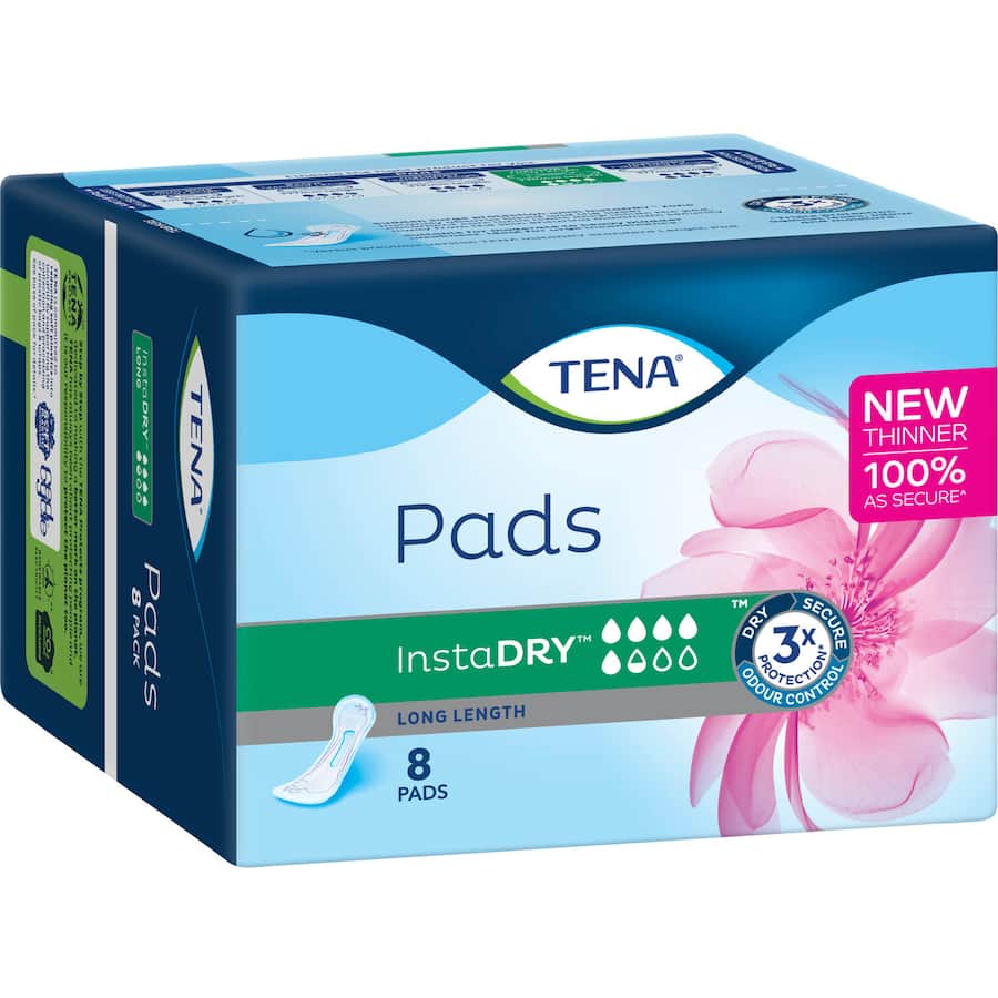 Tena Pads Instadry Long Length 8pack