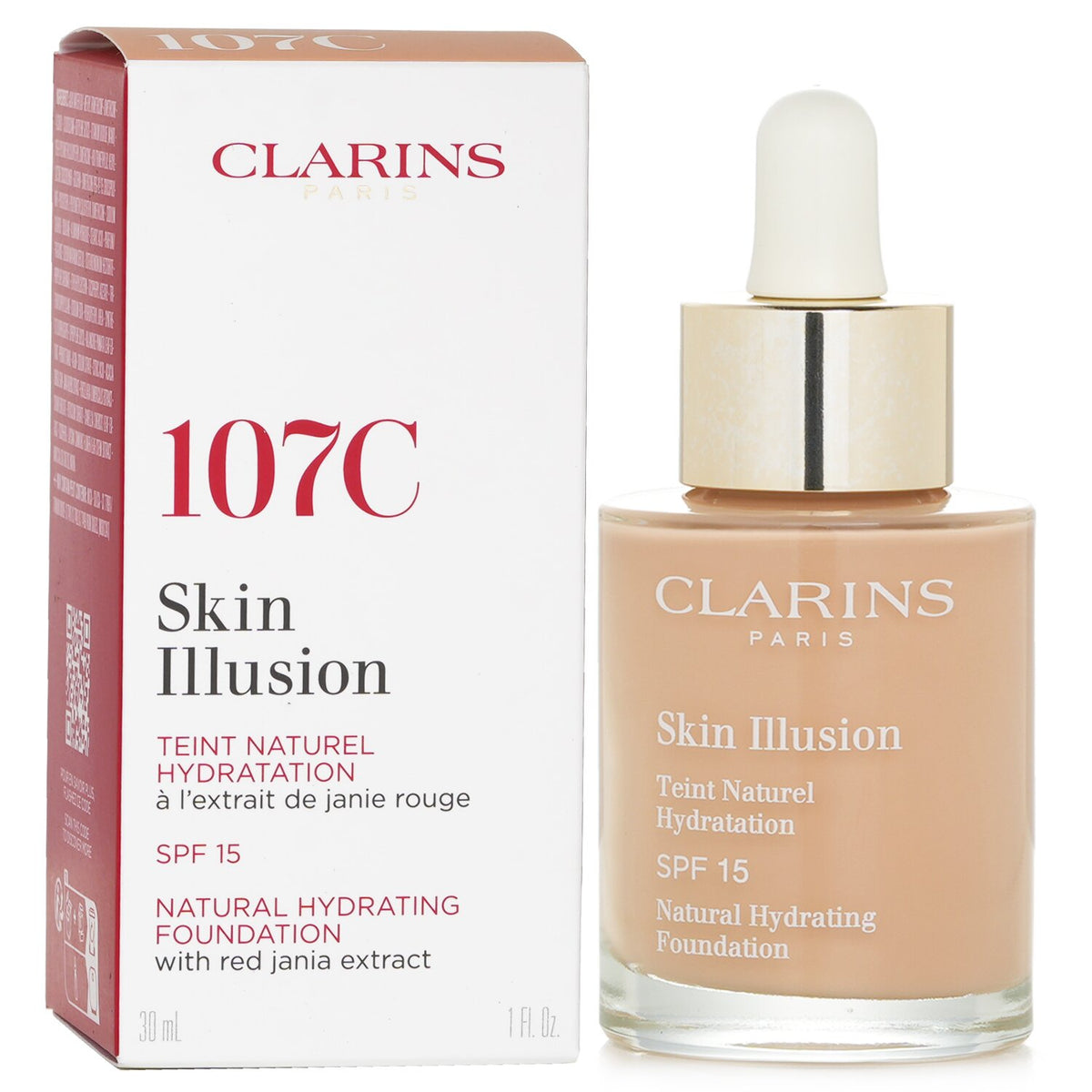 Clarins - Skin Illusion Natural Hydrating Foundation SPF 15 # 107 Beige - 30ml/