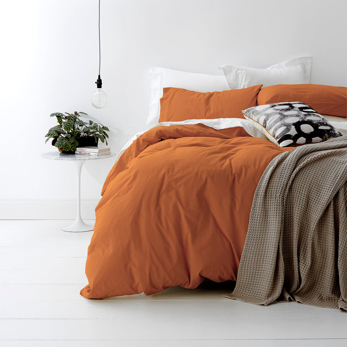 Park Avenue European Vintage Washed Cotton Quilt / Duvet Cover Set King Auburn
