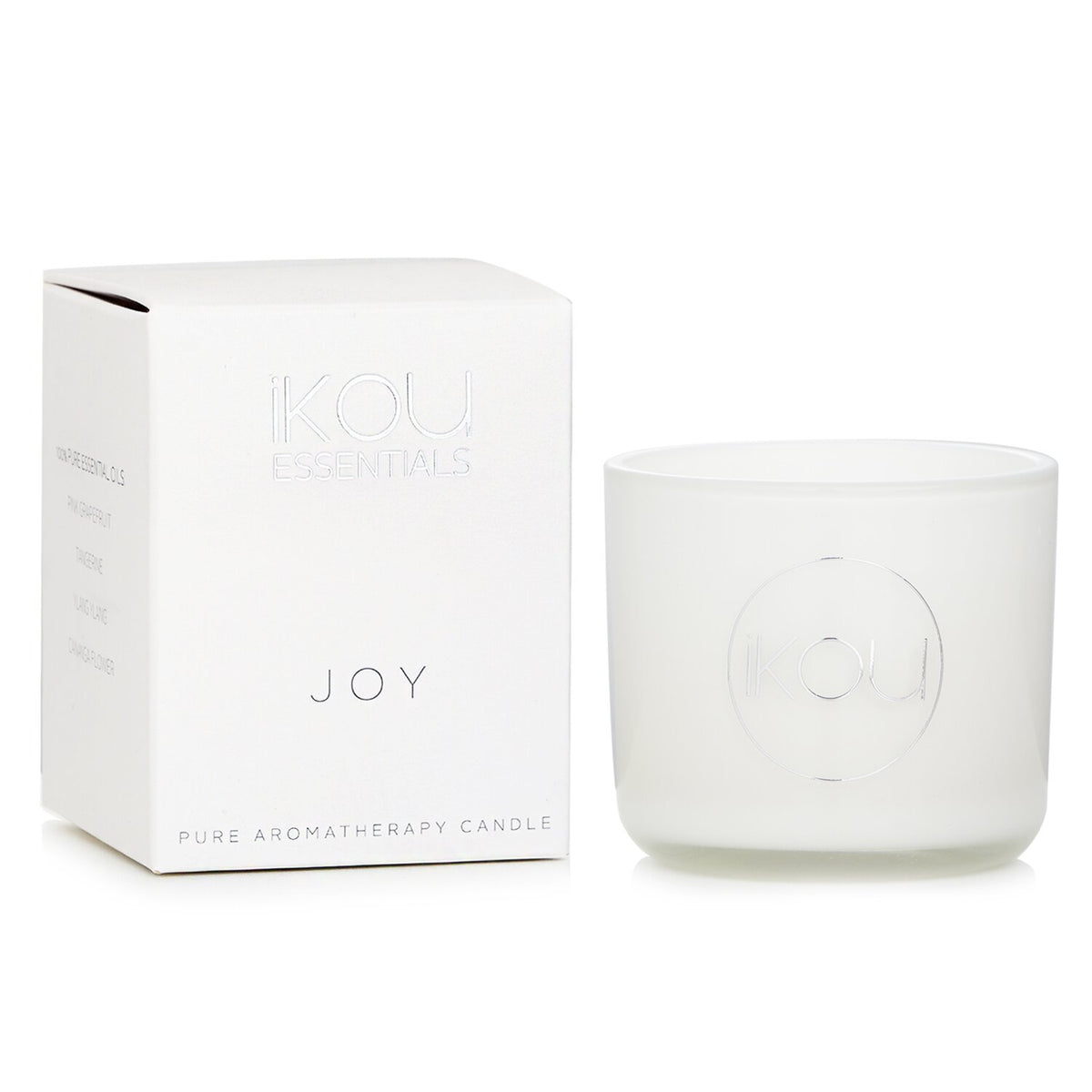 iKOU - Essentials Aromatherapy Natural Wax Candle Glass - Joy (Australian White
