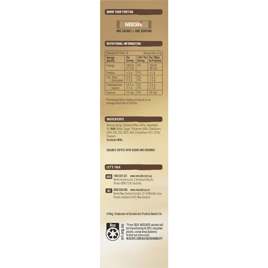 Nescafé Coffee Sachets Double Shot Latte 10pack 150g