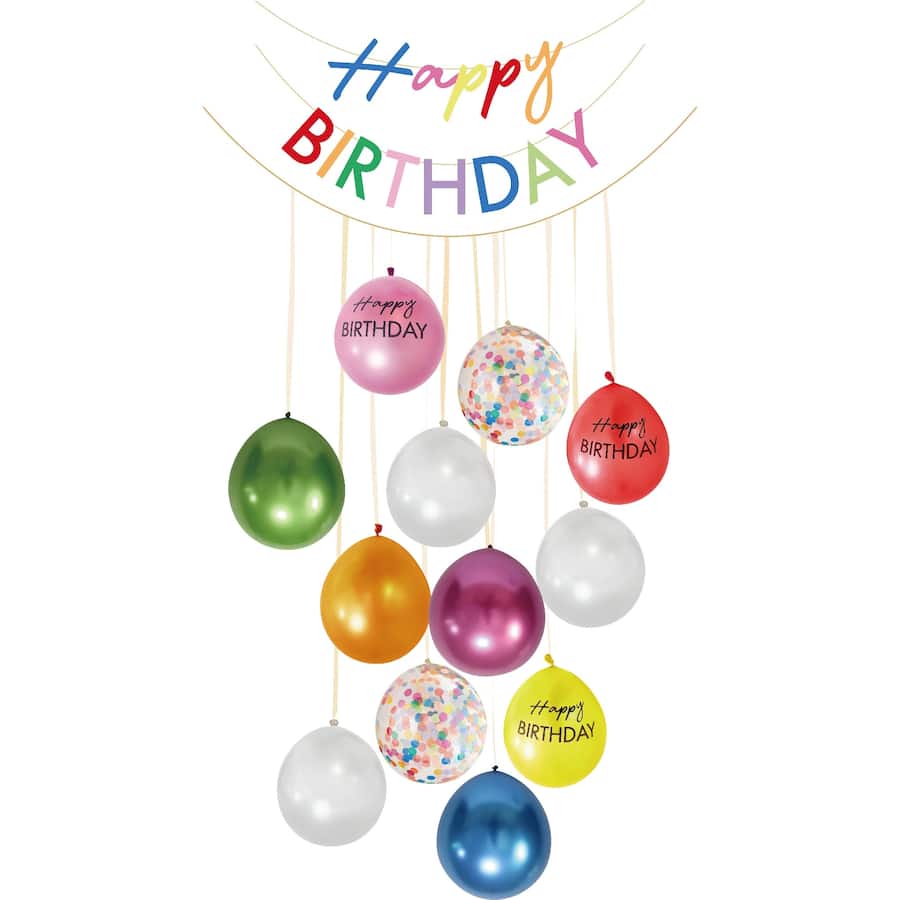 Whiz Pop Bang Balloons With Birthday Banner 13pack