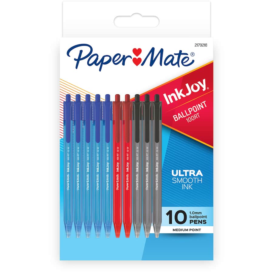 Paper Mate Inkjoy Ballpoint Pens Ultra Smooth Ink 10ea
