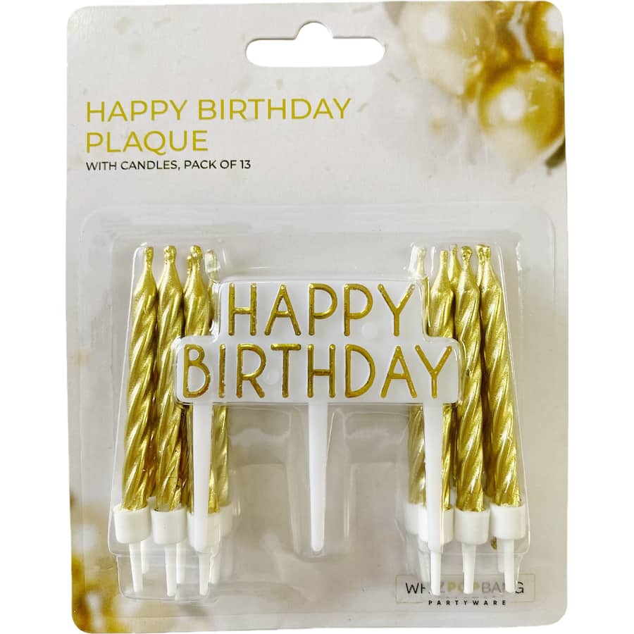 Whiz Pop Bang Plaque & Candles, Happy Birthday 13pack