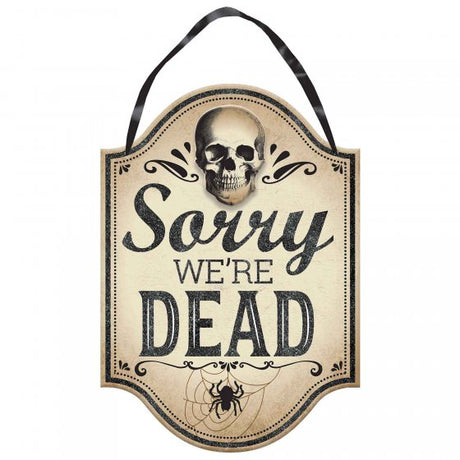 Boneyard MDF Hanging Sign, 24cm x 34cm, perfect for rustic décor or Halloween themes, featuring a whimsical boneyard design.