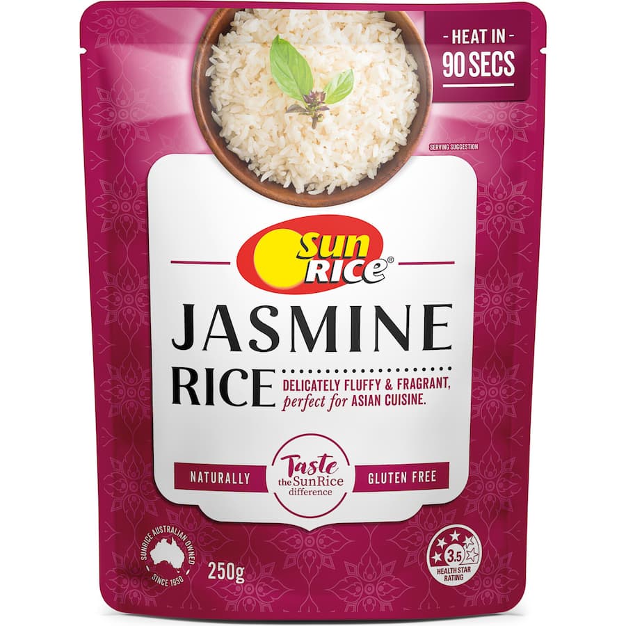 Sunrice Microwave Rice Fragrant Jasmine Pouch 250g