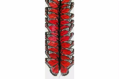 9cm Monarch Feather Butterfly Red x 12