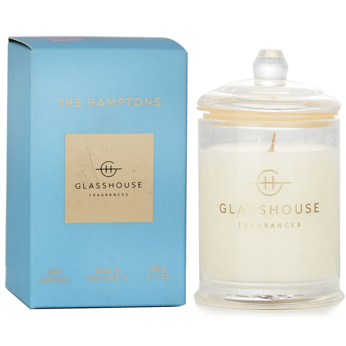 Glasshouse - Triple Scented Soy Candle - The Hamptons (Teak & Petitgrain) - 60g