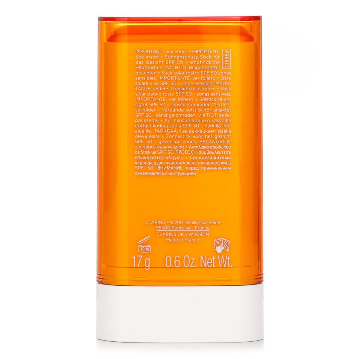 Clarins - Invisible Sun Care Stick SPF50 - For Sensitive Areas - 17g/0.6oz