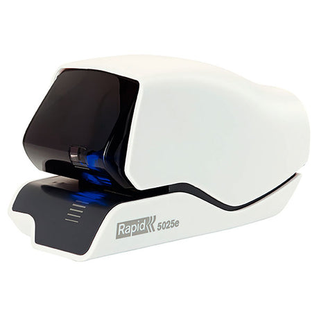 Rapid Stapler 5025e Electric, efficient stapling up to 25 sheets, quiet operation, LED guide, cassette technology for 1500 staples.