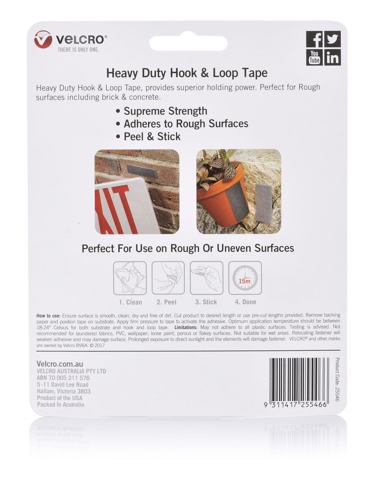 VELCRO® Stick On Tape Rough Surface (3) 25x100mm