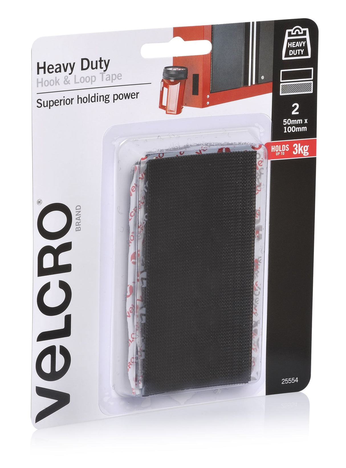 VELCRO® Stick On Tape Hook & Loop(2) 50x100mm Black
