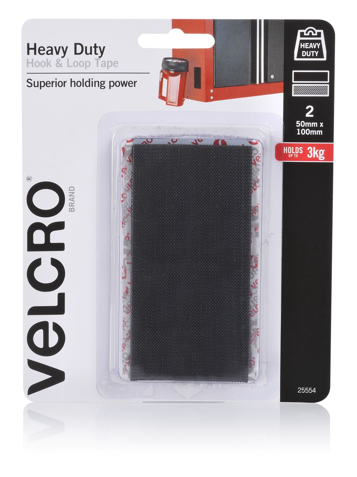 VELCRO® Stick On Tape Hook & Loop(2) 50x100mm Black