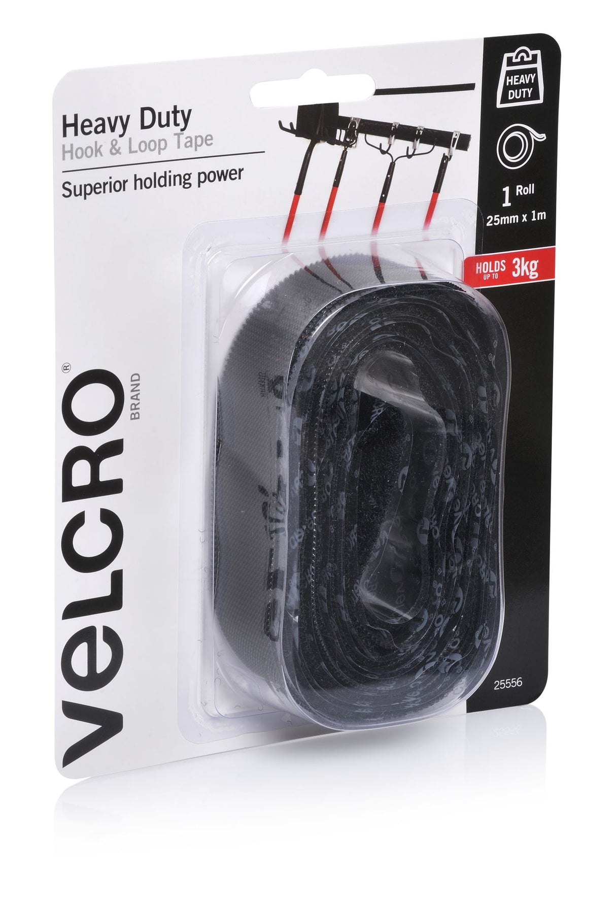 VELCRO® Stick On Hk & Lp-Heavy Duty 25mm X 1m Black