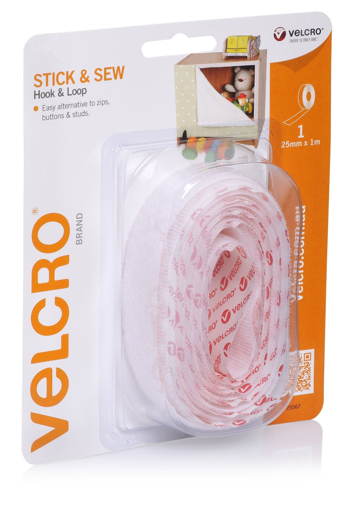 VELCRO® Stick'n'sew - Hook & Loop 25mm X 1m White