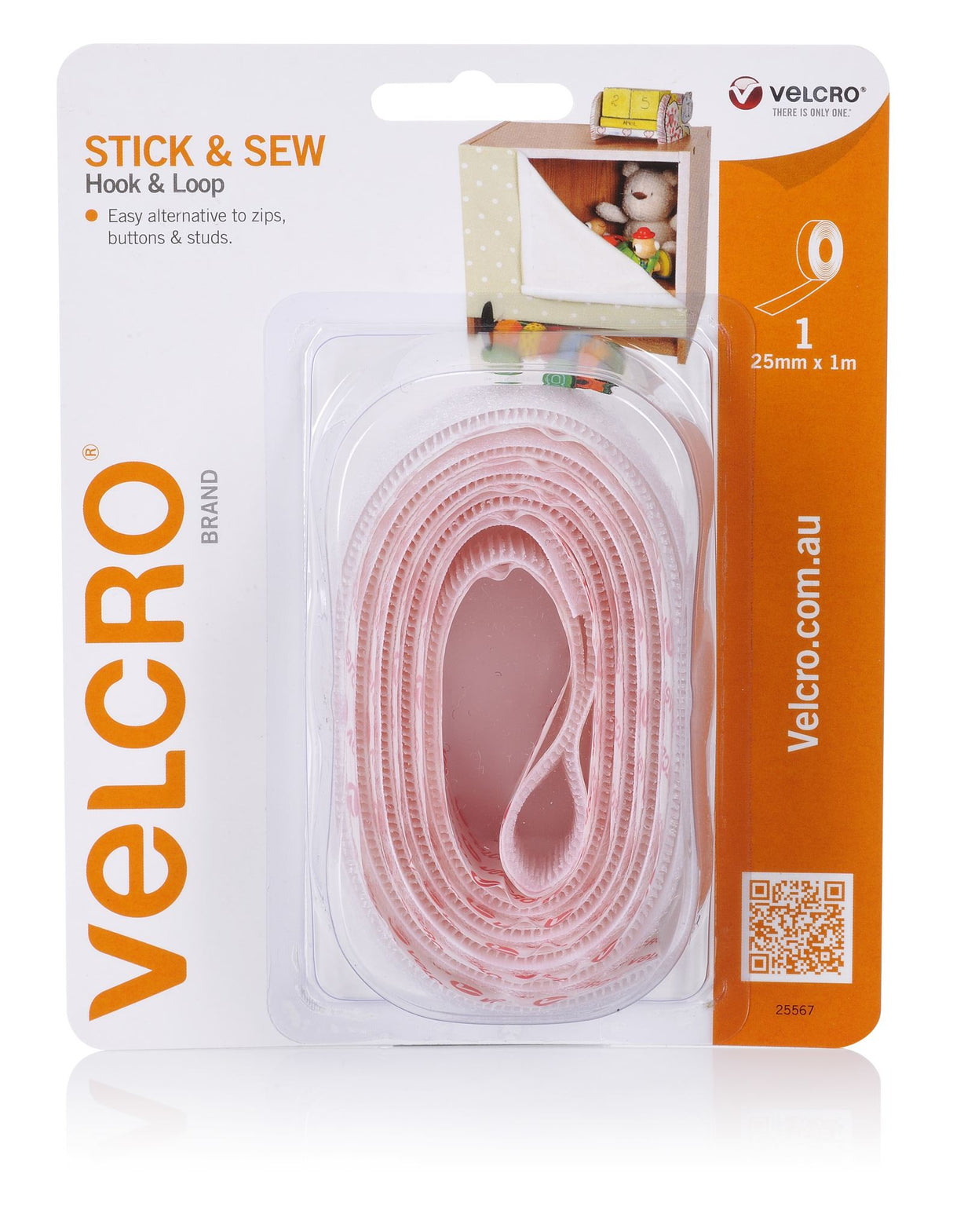 VELCRO® Stick'n'sew - Hook & Loop 25mm X 1m White