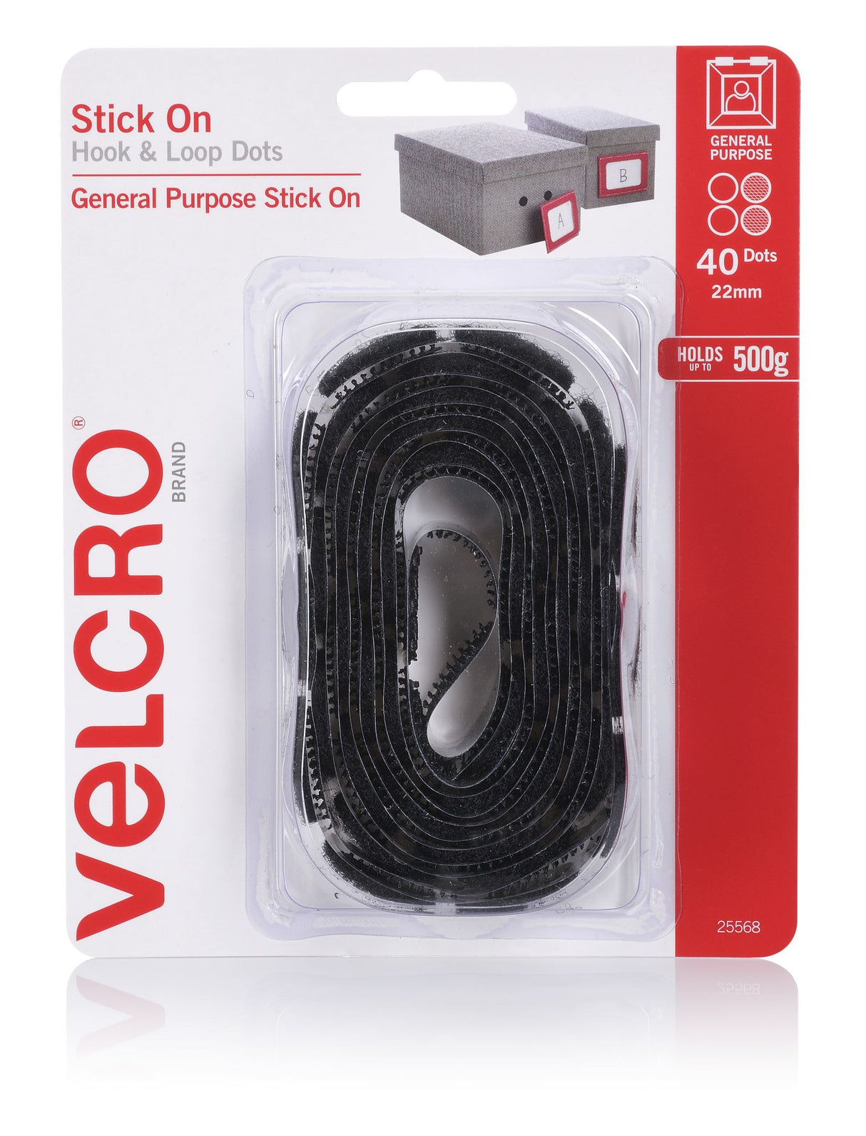 VELCRO® Handy Dots-Hook&Loop Black 22mm X 40pce