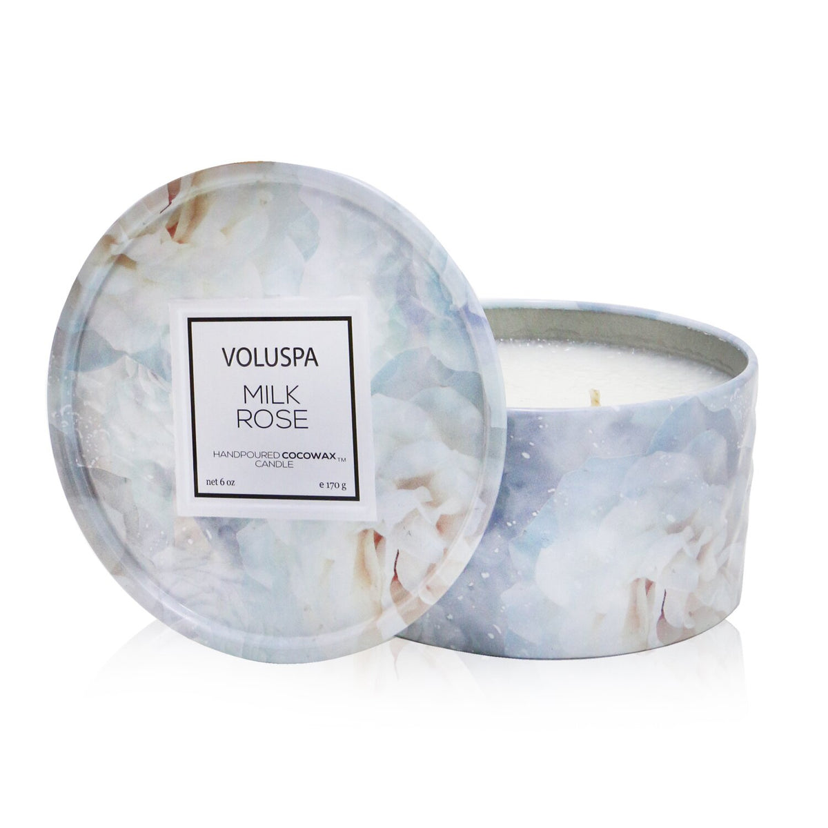 Voluspa - 2 Wick Tin Candle - Milk Rose - 170g/6oz