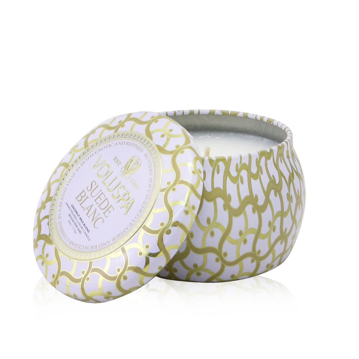 Voluspa - Mini Tin Candle - Suede Blanc - 113g/4oz