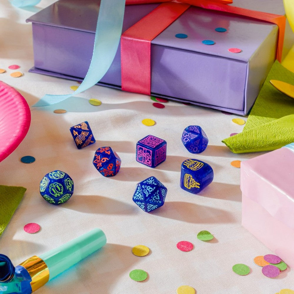 Q Workshop - Happy Birthday - Streamers Dice Set 7