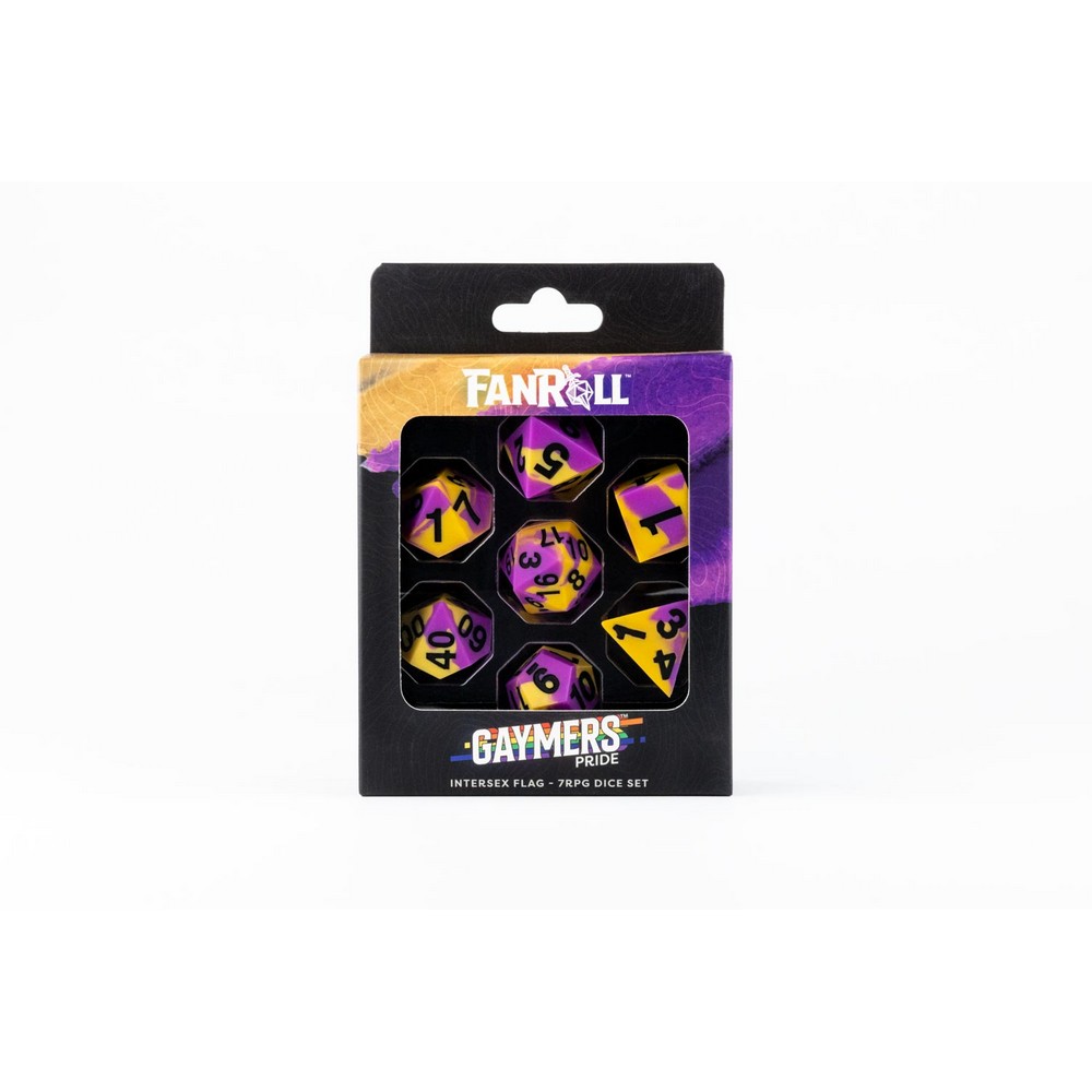 Fanroll: 16mm Pride Sharp Edge Silicone Rubber Poly Dice Set: Intersex