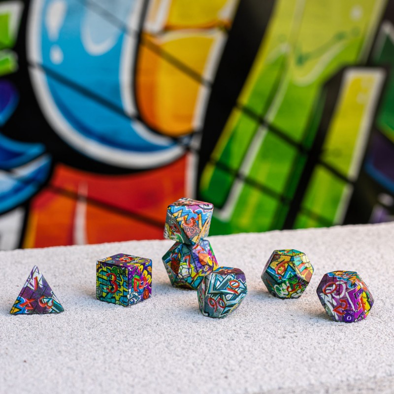 Q Workshop - Full Art - Grafitti - Dice Set 7