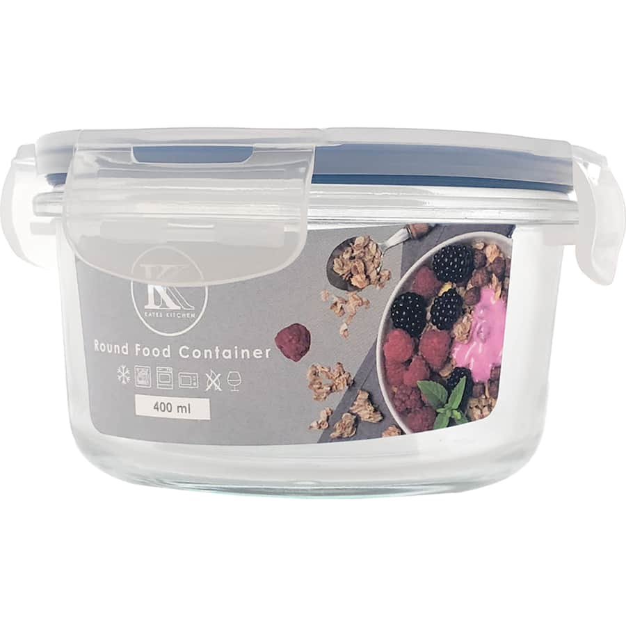 Kates Food Glass Container Round - 400mL