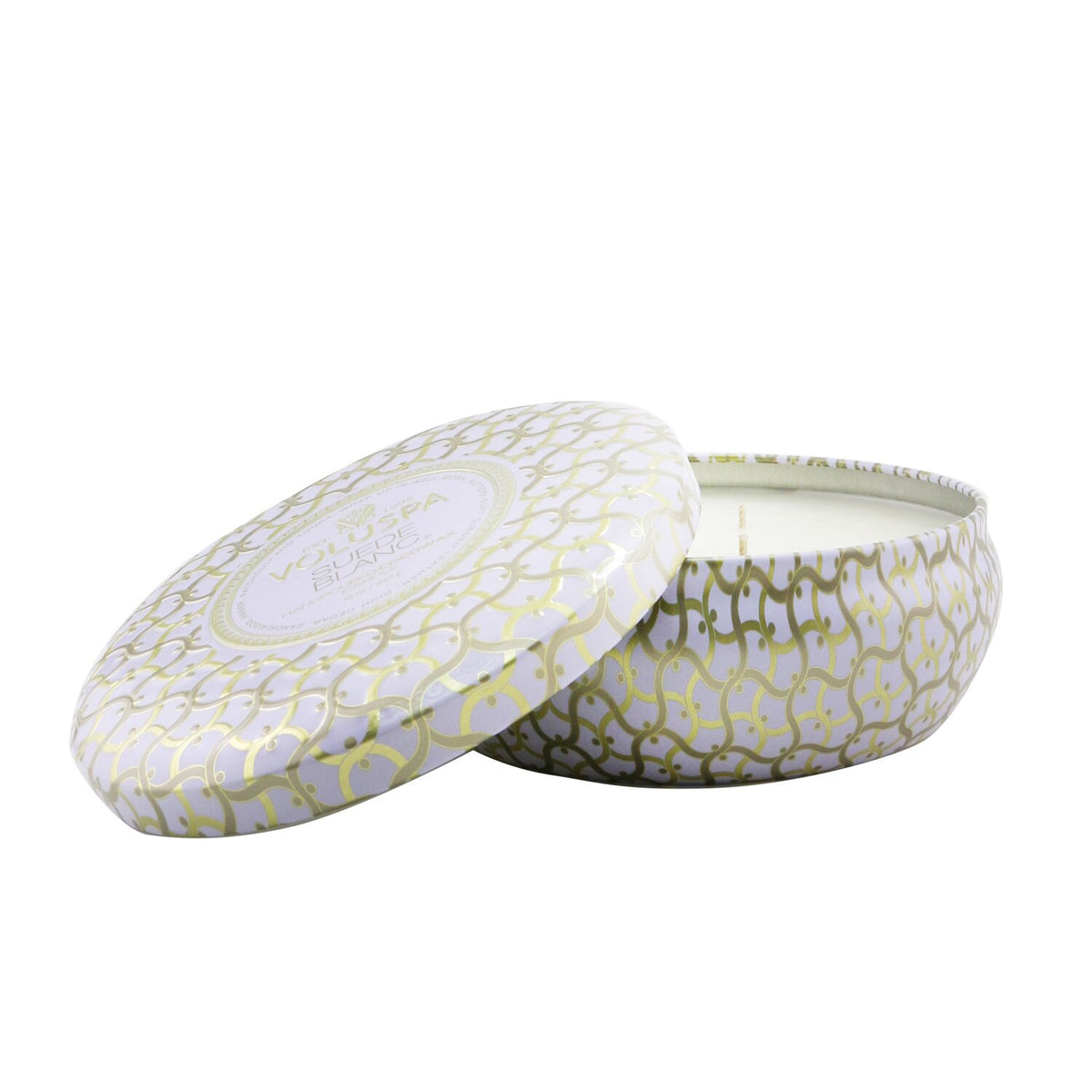 Voluspa - 3 Wick Decorative Tin Candle - Suede Blanc - 340g/12oz