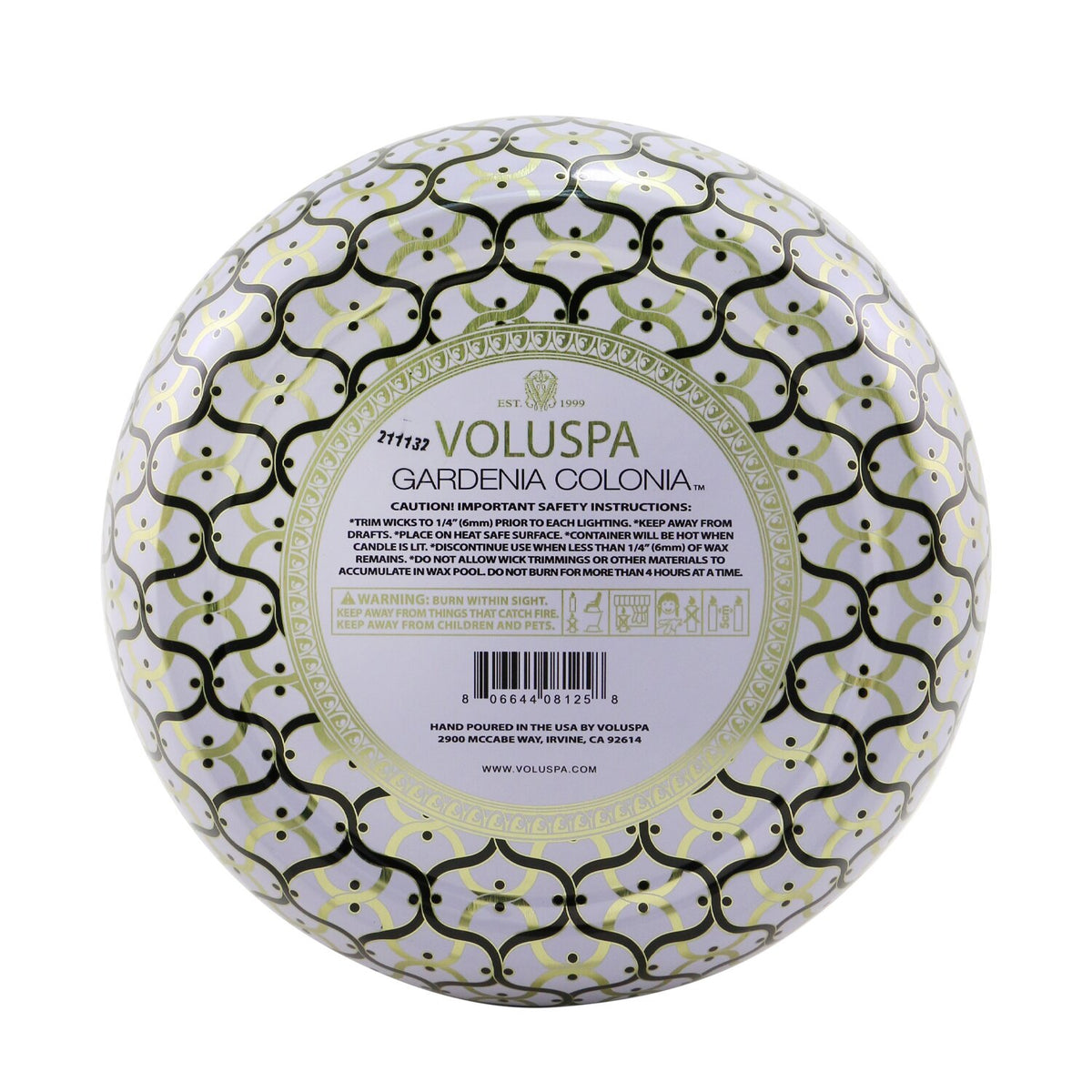 Voluspa - 3 Wick Decorative Tin Candle - Gardenia Colonia - 340g/12oz