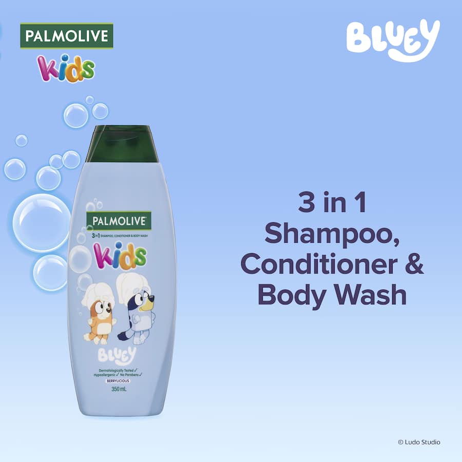 Palmolive Kids 3 In 1 Bodywash Shampoo Conditioner Bluey 350mL