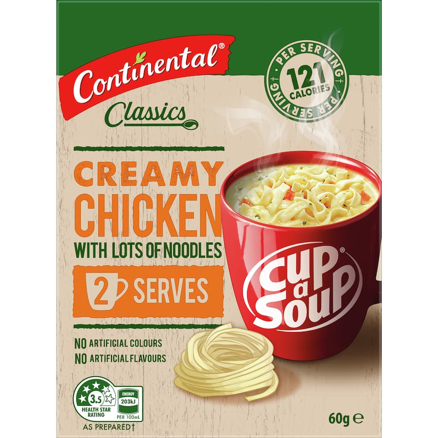 Continental Cup A Soup Instant Soup Chicken & Lots Of Noodles 60g 2pack