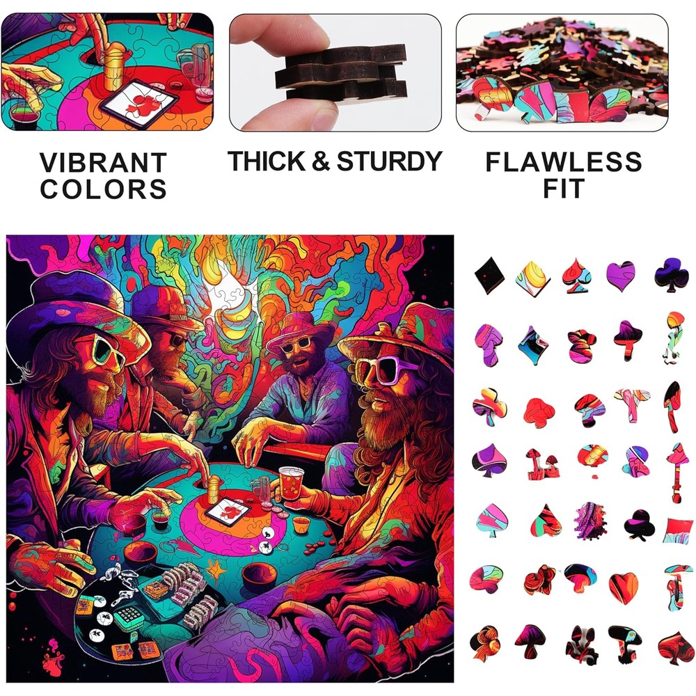 Trippy Puzzles - 300 Piece Wood Jigsaw Poker Palooza