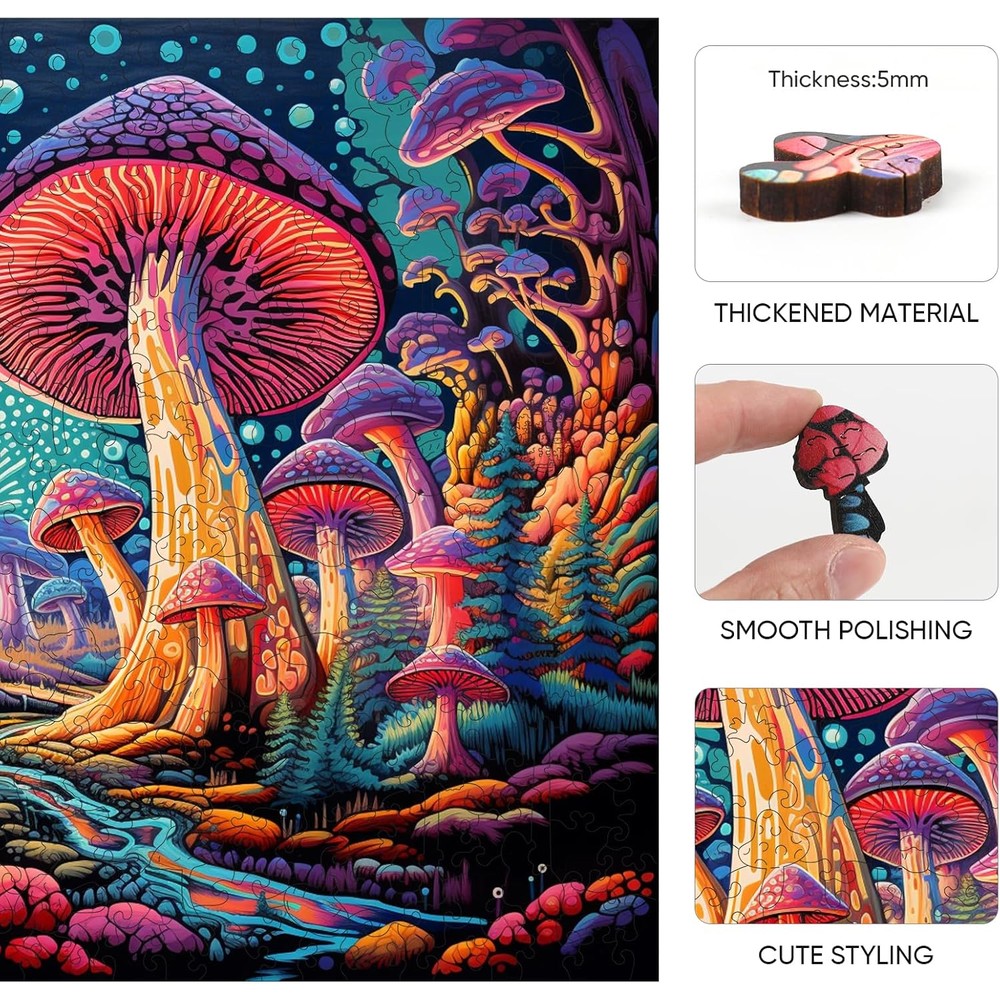Trippy Puzzles - 300 Piece Wood Jigsaw Mystical Mushrooms