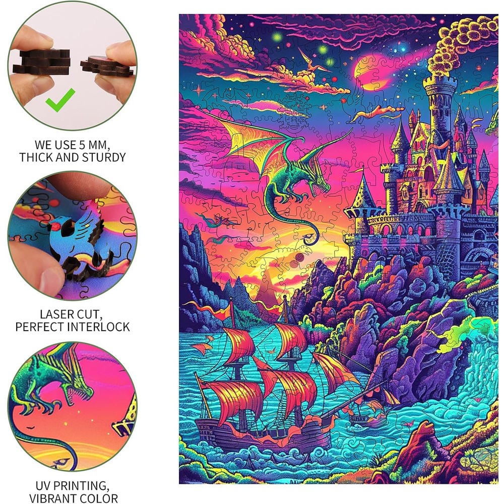 Trippy Puzzles - 300 Piece Wood Jigsaw Dragon's Dream