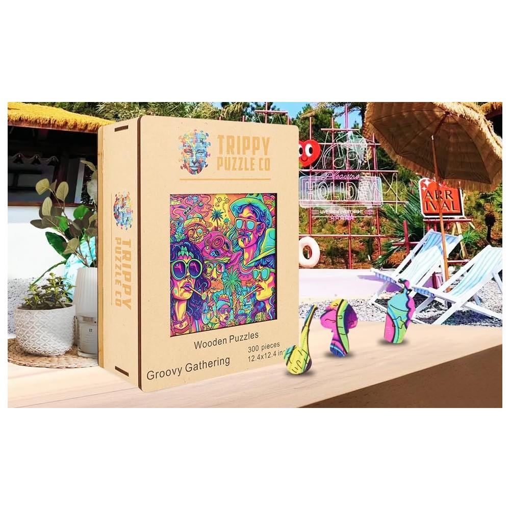 Trippy Puzzles - 300 Piece Wood Jigsaw Groovy Gathering