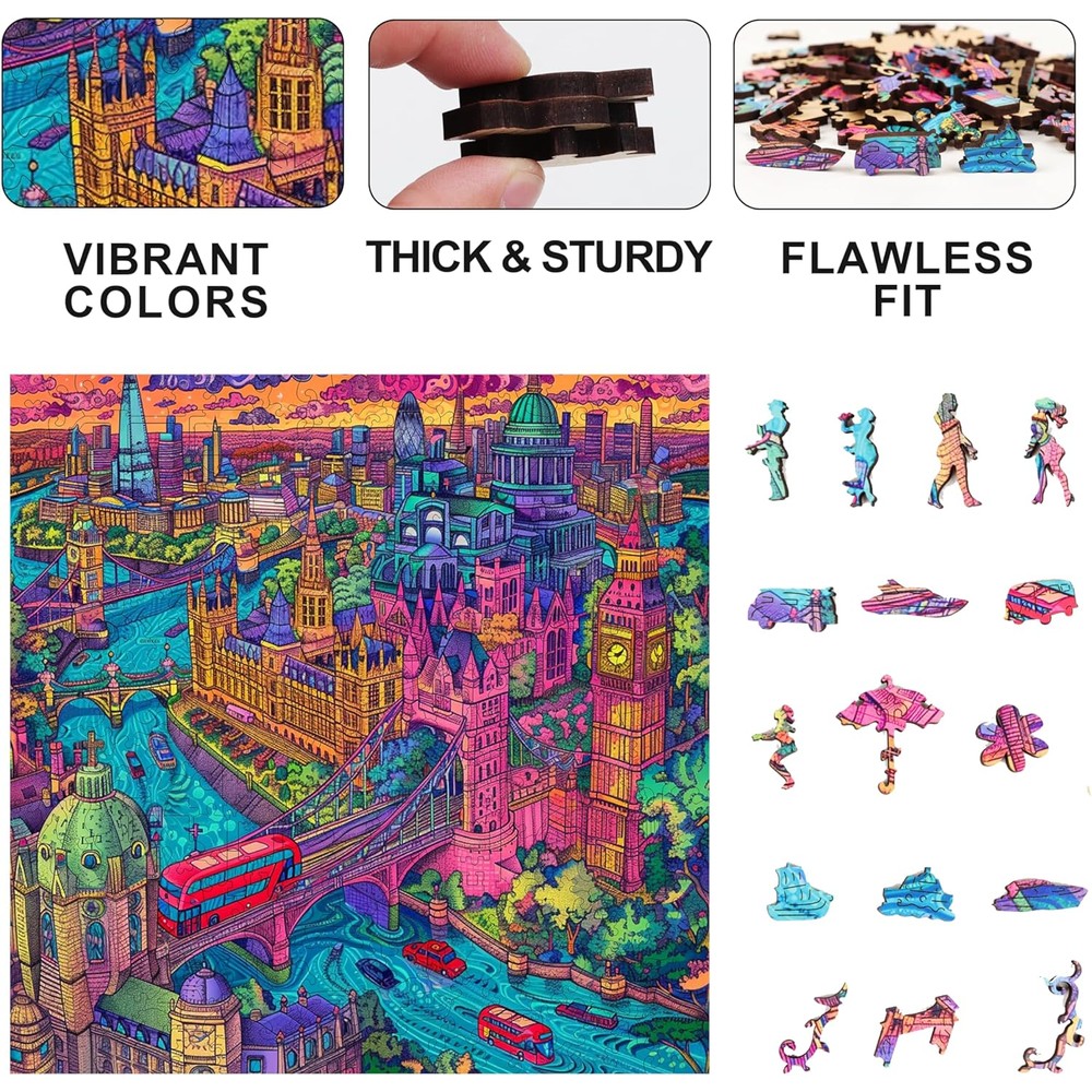 Trippy Puzzles - 300 Piece Wood Jigsaw London Lights
