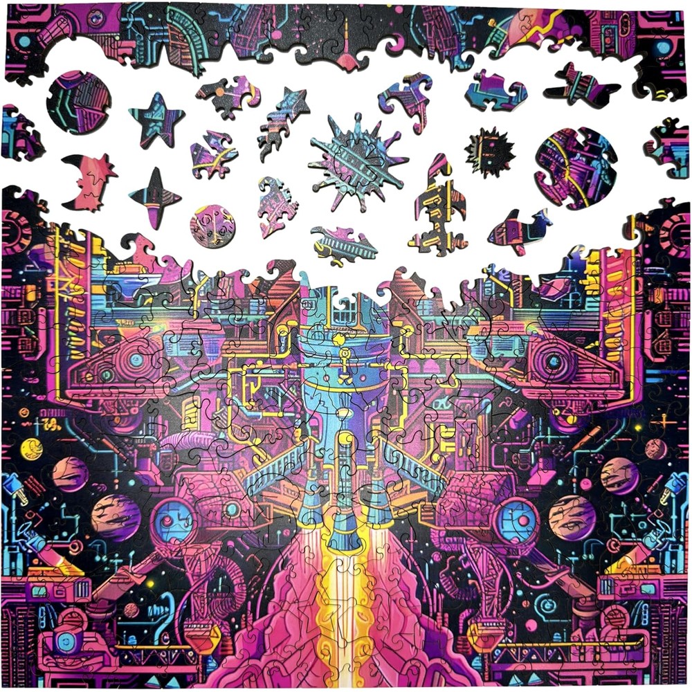 Trippy Puzzles - 300 Piece Wood Jigsaw Galactic Gear
