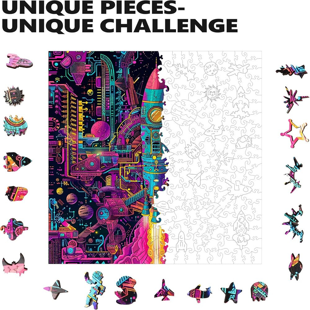 Trippy Puzzles - 300 Piece Wood Jigsaw Galactic Gear