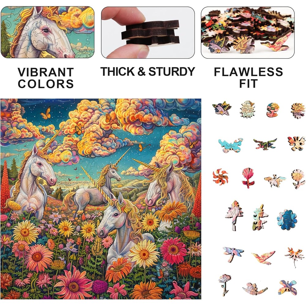 Trippy Puzzles - 300 Piece Wood Jigsaw Unicorn Utopia