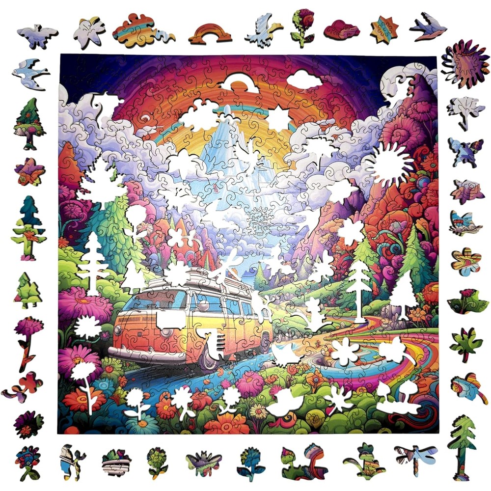 Trippy Puzzles - 300 Piece Wood Jigsaw Happy Highway
