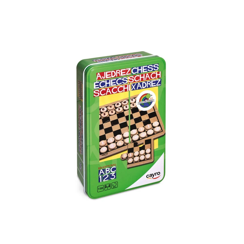 Wooden Chess In Metal Box - Cayrol