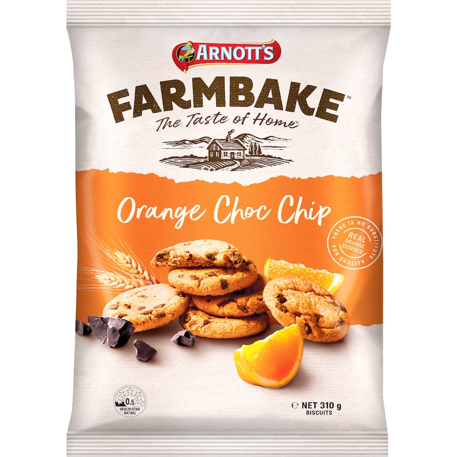 Arnotts Farmbake Cookies Orange Chocolate Chip Pouch 310g