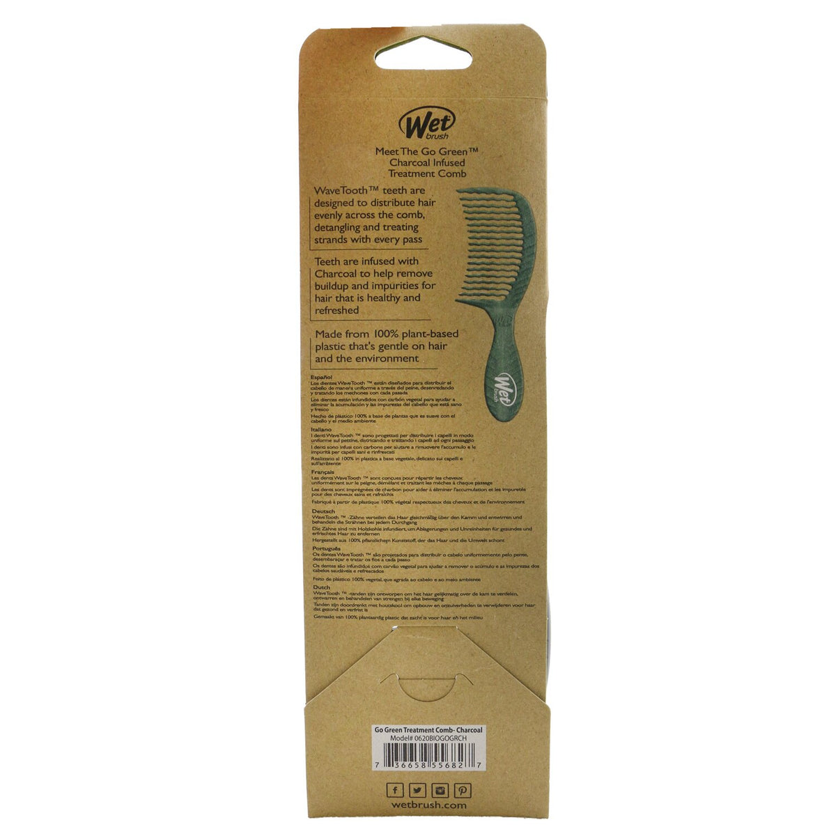 Wet Brush - Go Green Treatment Comb - # Charcoal - 1pc