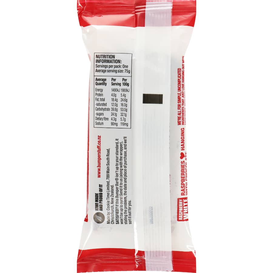 Cookietime Bumper Bars Muesli Slice Raspberry & White Chocolate 80g
