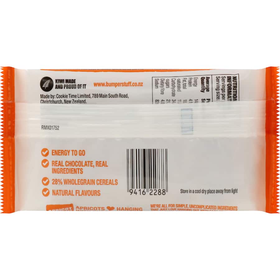 Cookietime Bumper Bars Muesli Slice Apricot & Chocolate 80g