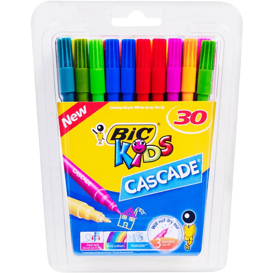 Bic Cascade Felt Tip Pens Medium 30pack