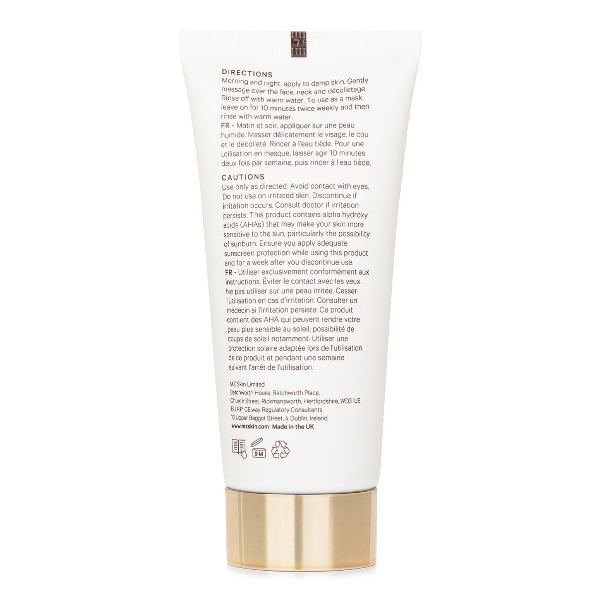 MZ Skin - Cleanse & Clarify Dual Action AHA Cleanser & Mask - 100ml/3.38oz