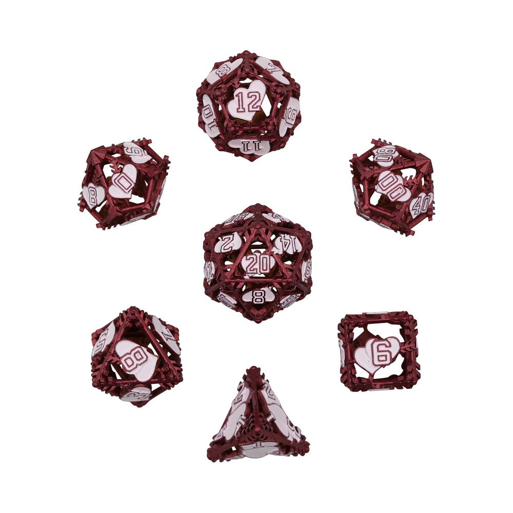 LPG Dice Heart RPG Set Red/White