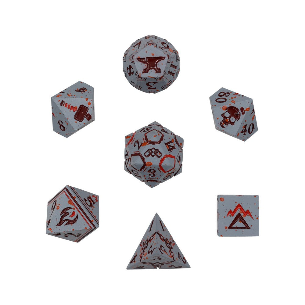 LPG Dice Warrior RPG Set Bloodied Metal