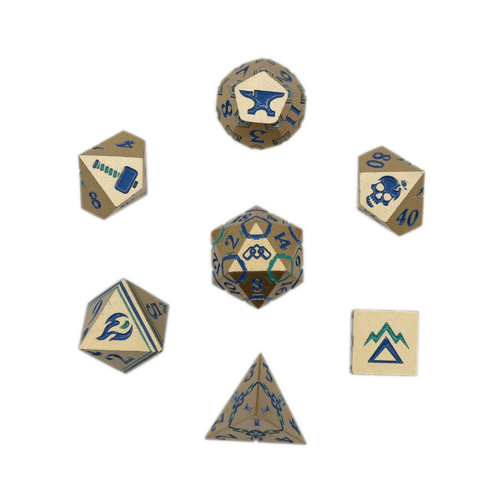 LPG Dice Warrior RPG Set Gold/Blue